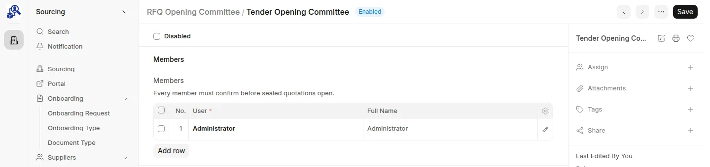 RFQ Opening Committee