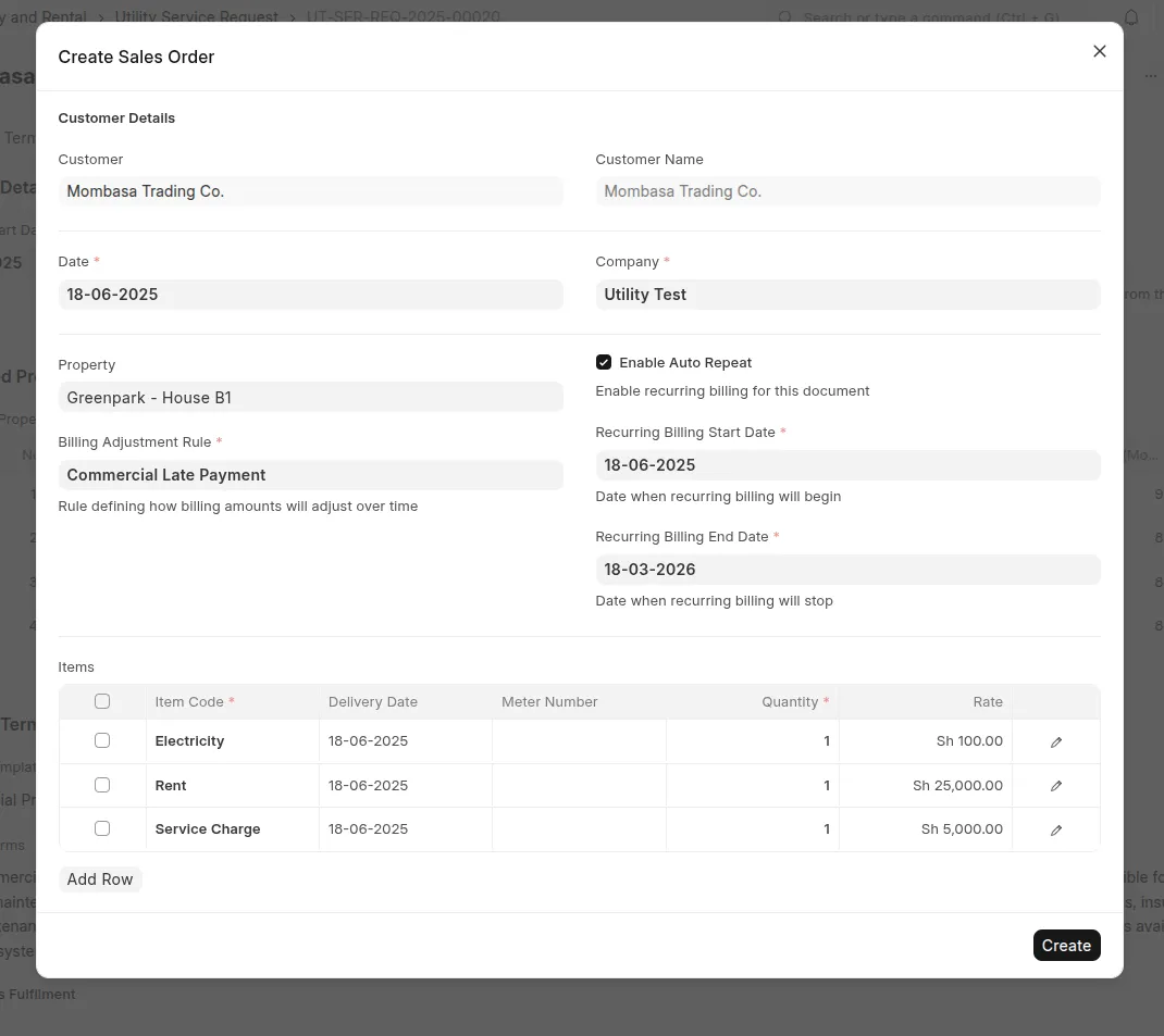 Sales Order Modal