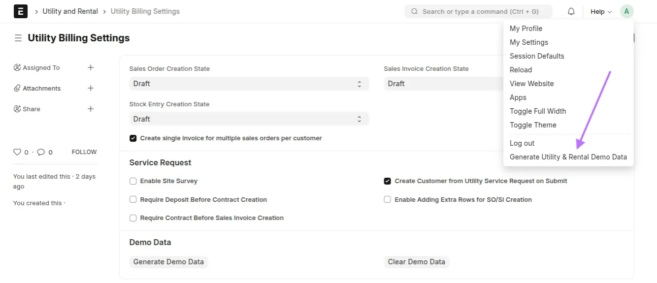 Generate Demo Data - Toolbar