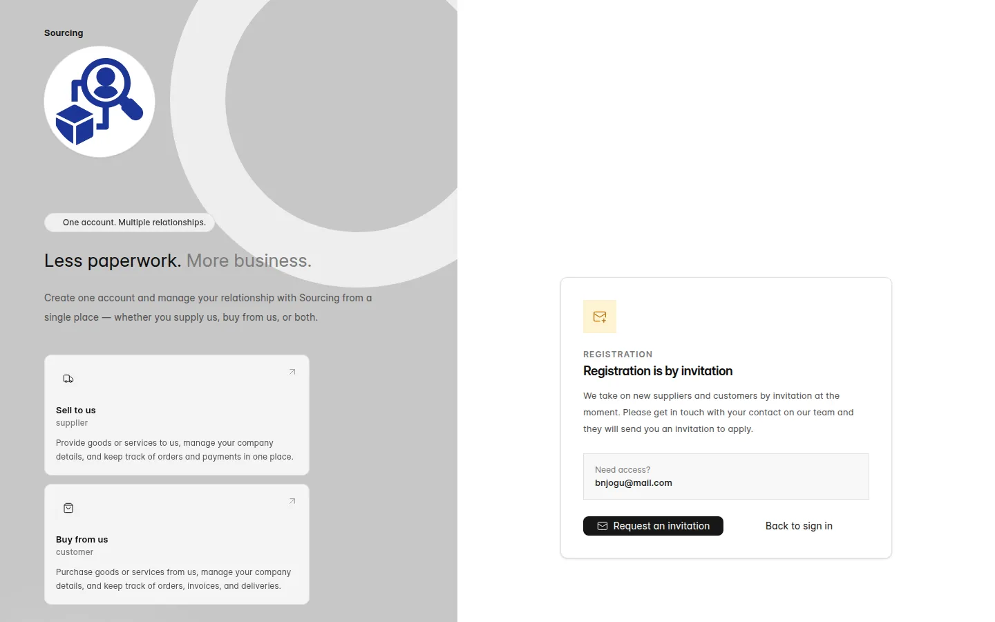 Portal sign-up page