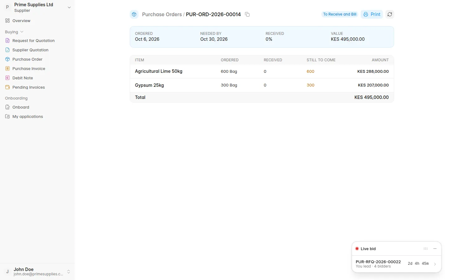 A purchase order